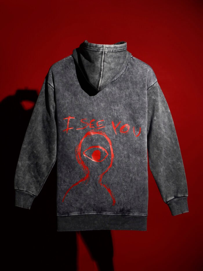 WavyCouture I see You Acid Wash Premium Cotton Hoodie - Image 3