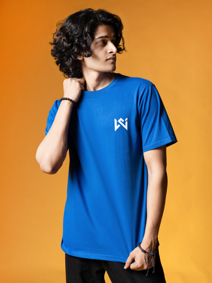WavyCouture Royal Blue Classic fit Cotton T-Shirt - Image 5