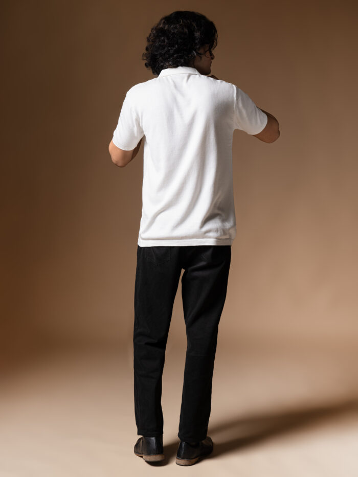 WavyCouture Cotton White Chain Collor Polo T-Shirt - Image 4