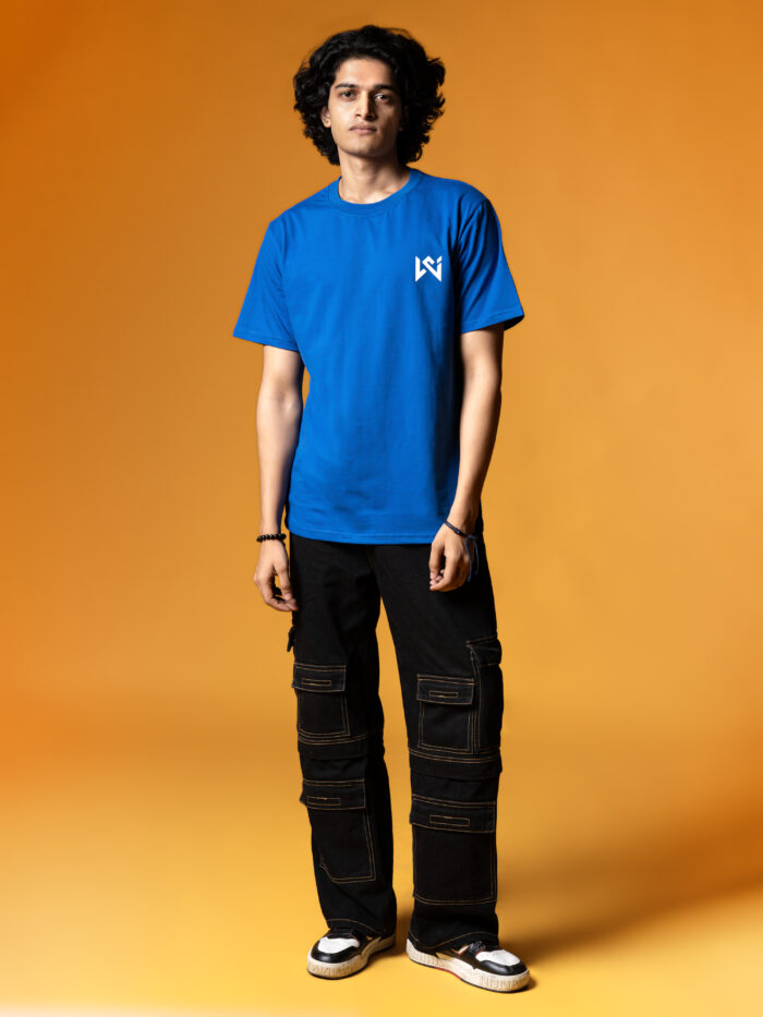 WavyCouture Royal Blue Classic fit Cotton T-Shirt - Image 3