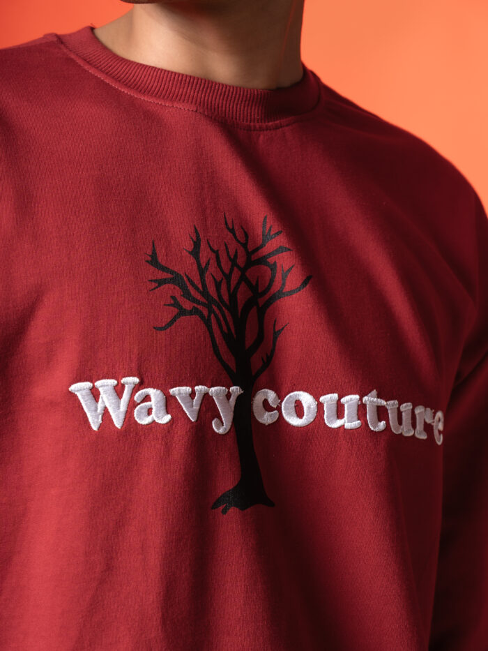 WavyCouture Red Tree Unisex Oversized T-Shirt - Image 3