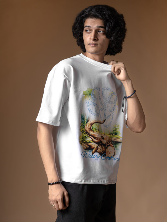 WavyCouture White Elephant Oversized Unisex T-Shirt - Image 5