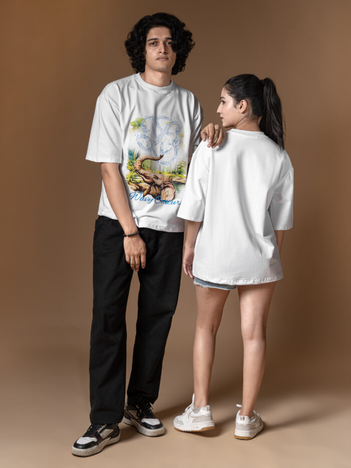 WavyCouture White Elephant Oversized Unisex T-Shirt - Image 6