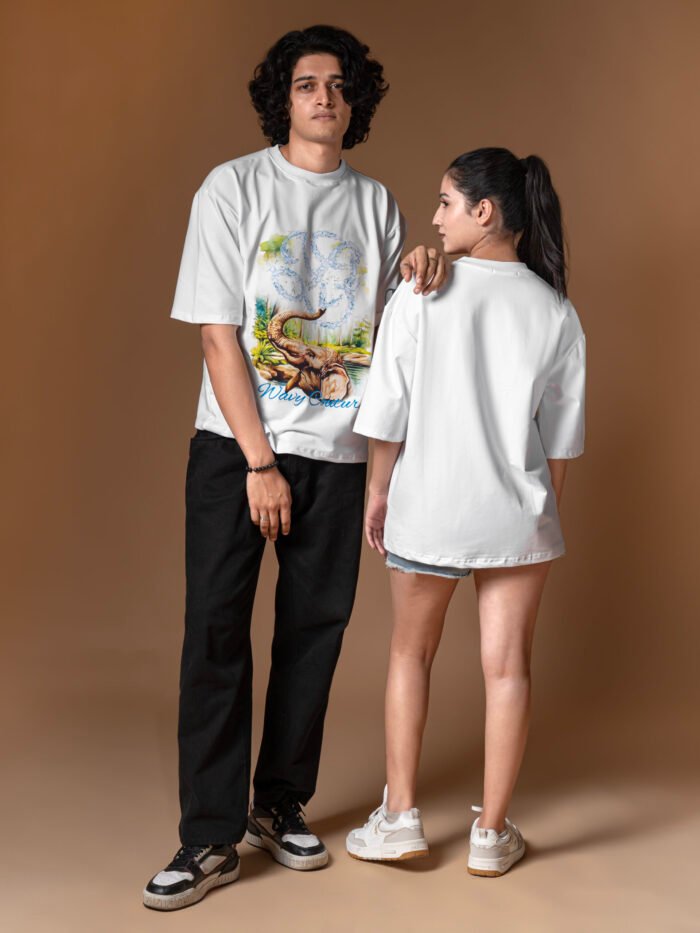 WavyCouture White Elephant Oversized Unisex T-Shirt - Image 6