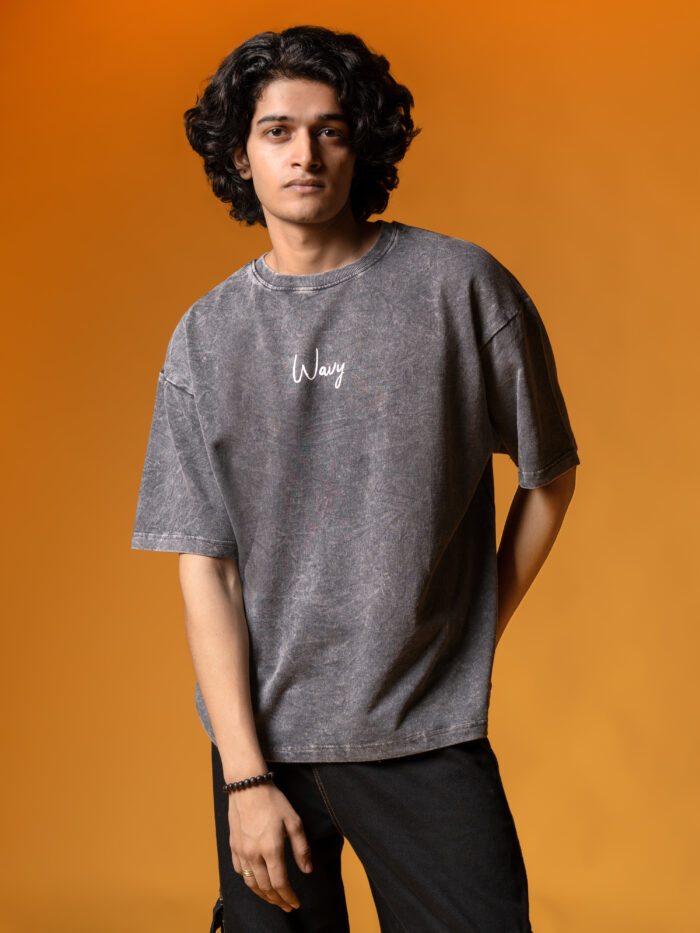 WavyCouture Acid Wash Oversized Unisex Cotton T-Shirts - Image 7