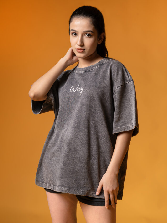 WavyCouture Acid Wash Oversized Unisex Cotton T-Shirts - Image 3