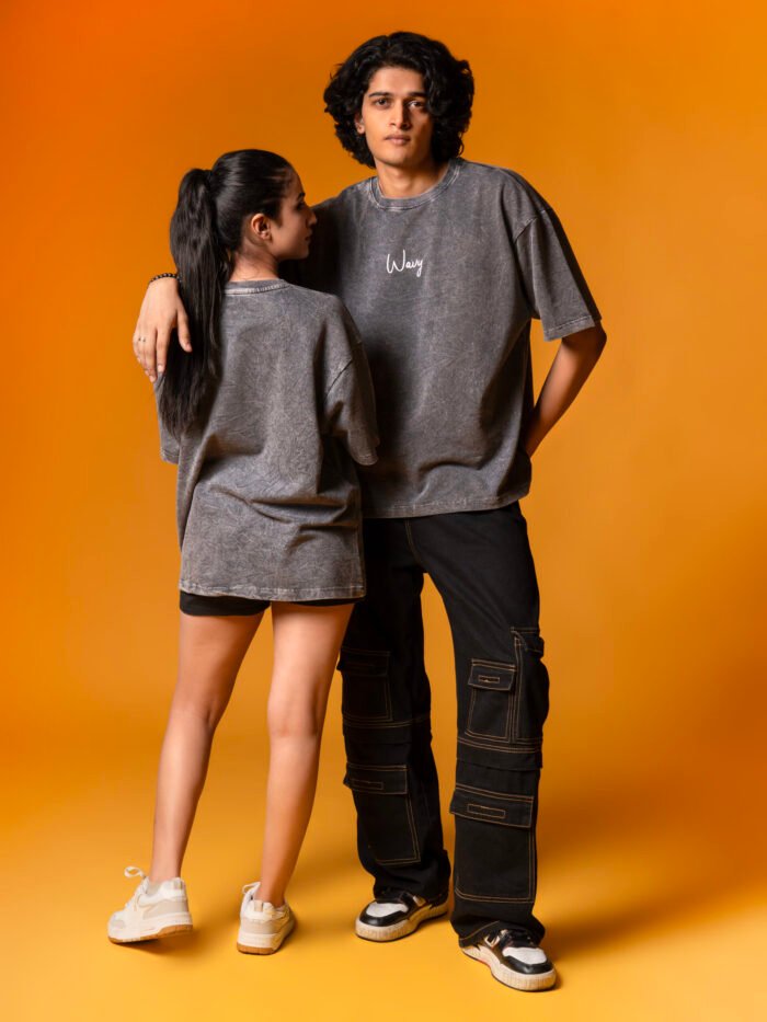 WavyCouture Acid Wash Oversized Unisex Cotton T-Shirts - Image 2