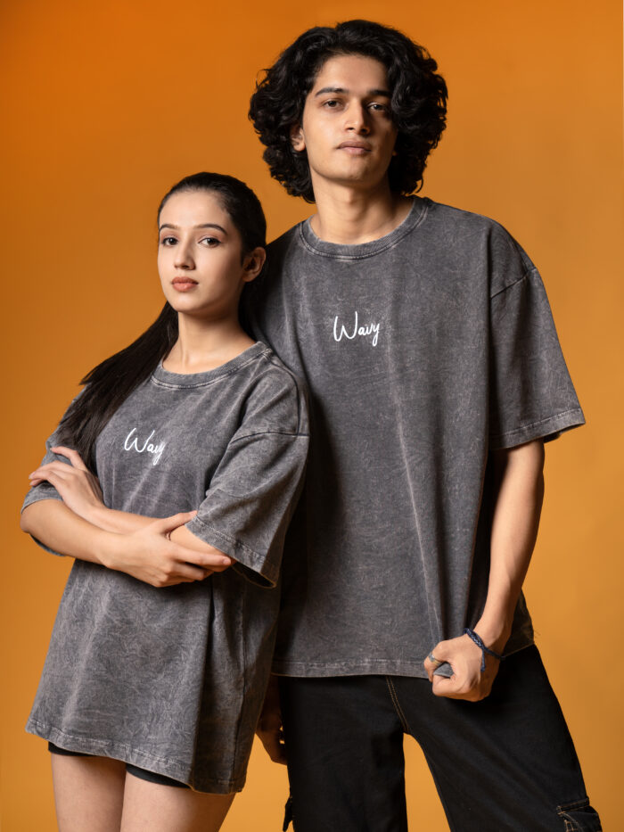 WavyCouture Acid Wash Oversized Unisex Cotton T-Shirts - Image 4