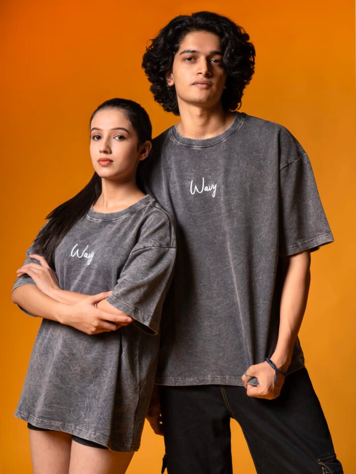 WavyCouture Acid Wash Oversized Unisex Cotton T-Shirts - Image 4