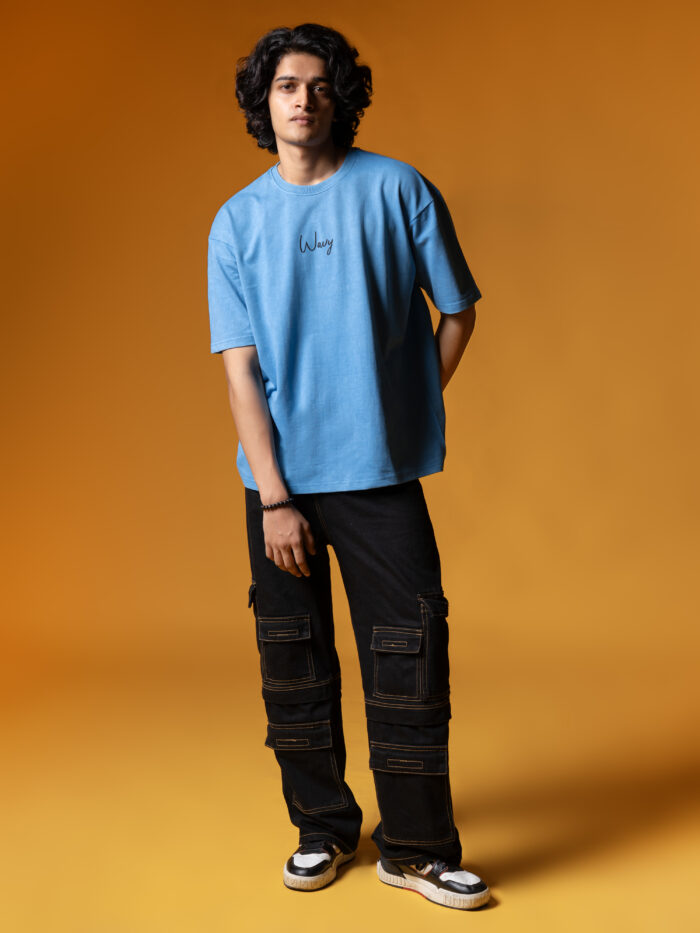 WavyCouture Acid Wash Oversized Unisex Cotton T-Shirt - Image 3