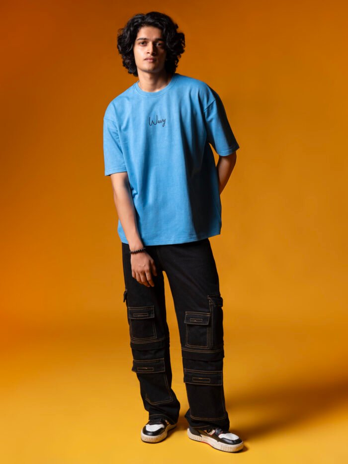 WavyCouture Acid Wash Oversized Unisex Cotton T-Shirt - Image 3