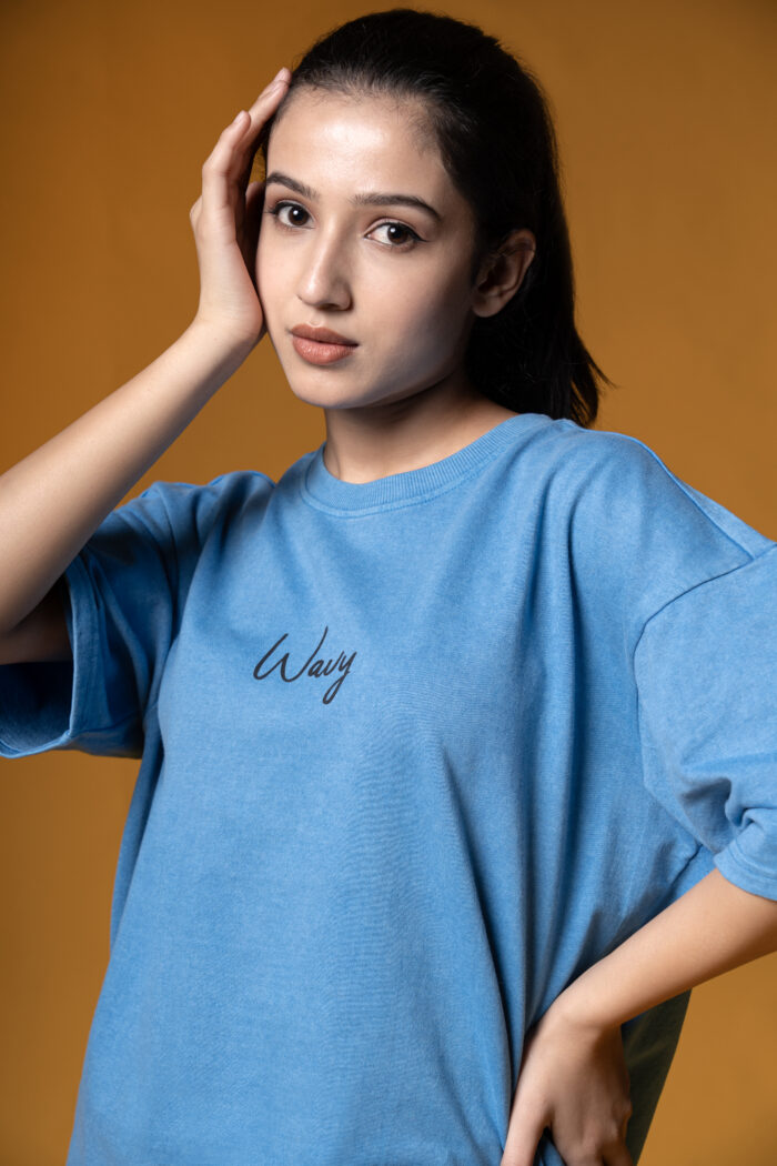 WavyCouture Acid Wash Oversized Unisex Cotton T-Shirt - Image 2