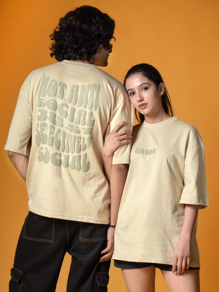 WavyCouture Anti Social Unisex Oversized T-Shirt - Image 6