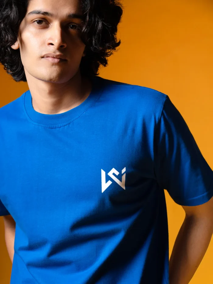 WavyCouture Royal Blue Classic fit Cotton T-Shirt - Image 2