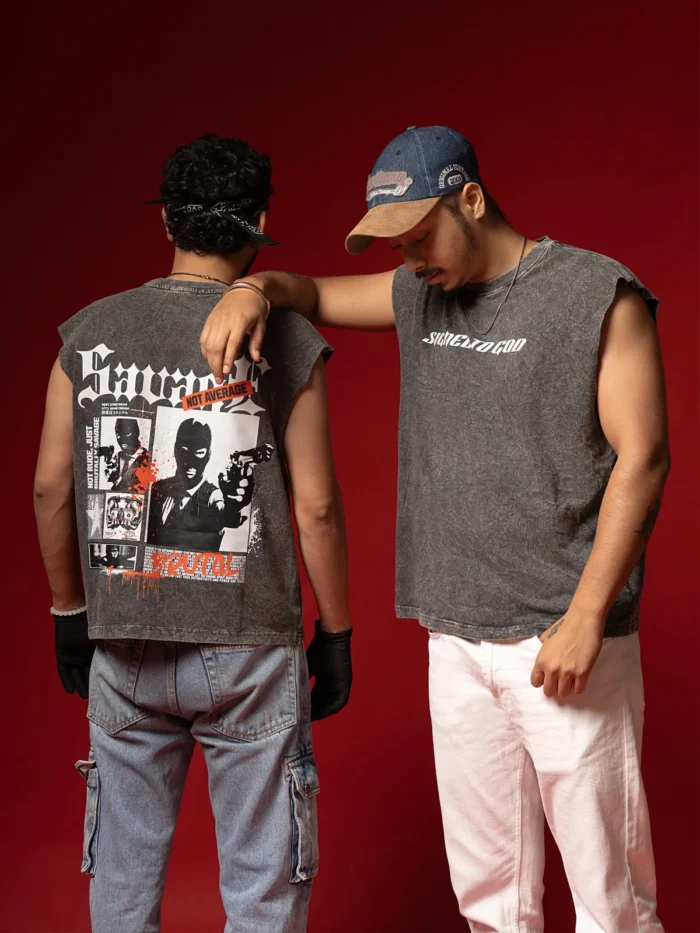 WavyCouture Cotton Acid Wash Signed to God Premium Tank Top - Image 2