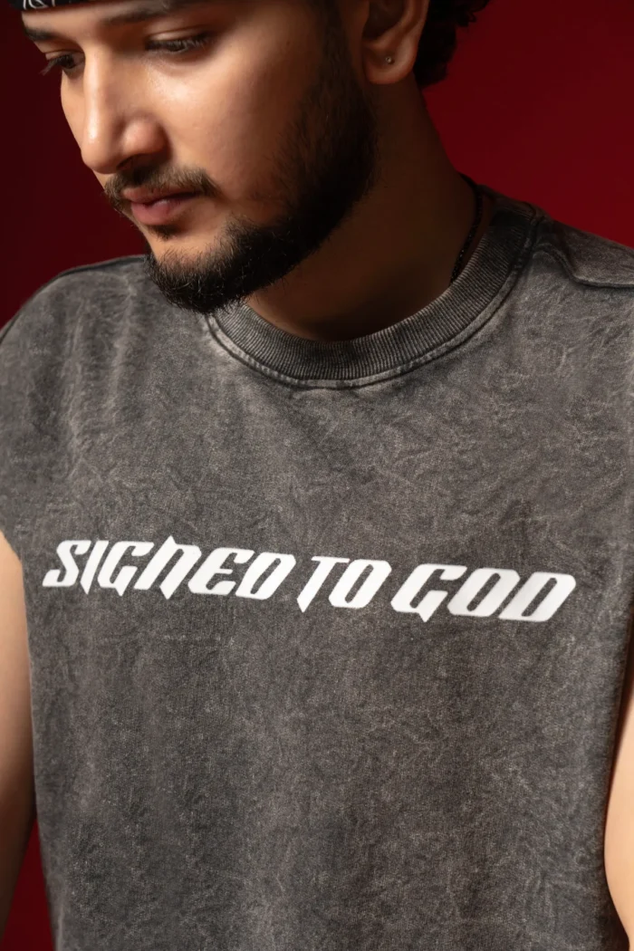 WavyCouture Cotton Acid Wash Signed to God Premium Tank Top - Image 5