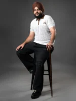 WavyCouture Cotton White Woolen Polo T-Shirt - Image 7