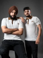 WavyCouture Cotton White Woolen Polo T-Shirt - Image 5