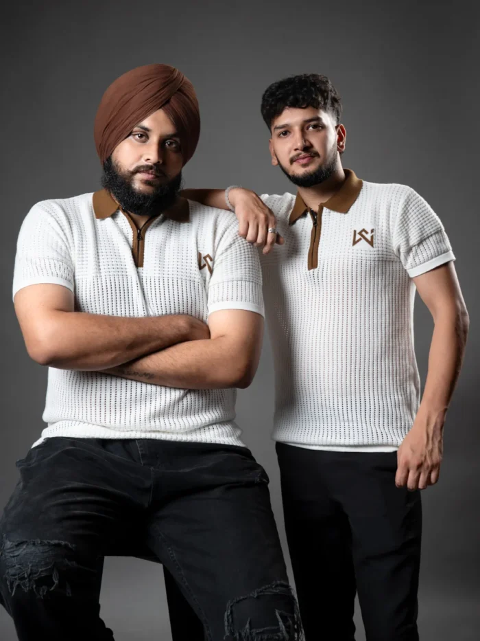 WavyCouture Cotton White Woolen Polo T-Shirt - Image 5