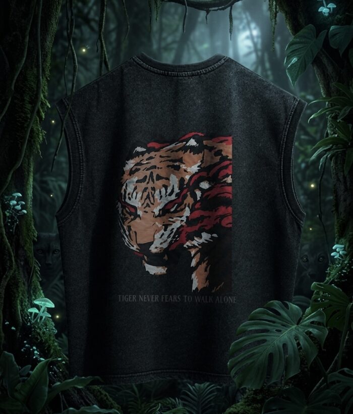 WavyCouture Cotton Tiger Acid Wash Tank Top - Image 3