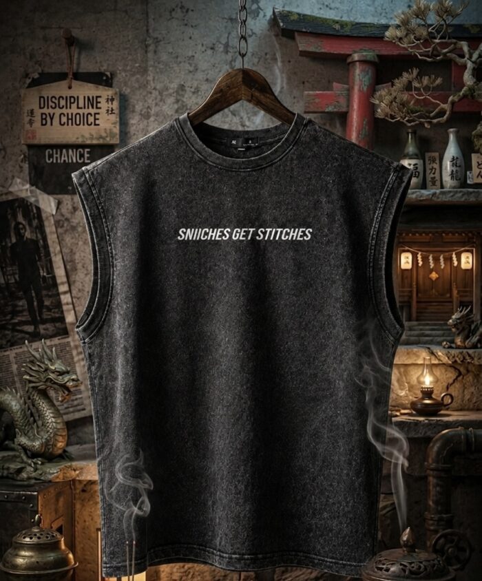 WavyCouture Cotton Sniches Get Stitches Acid Wash Tank Top - Image 3