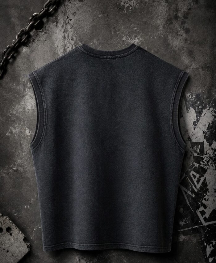 WavyCouture Cotton The Bone Script Acid Wash Tank Top - Image 3
