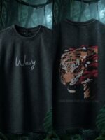 WavyCouture Cotton Tiger Acid Wash Tank Top